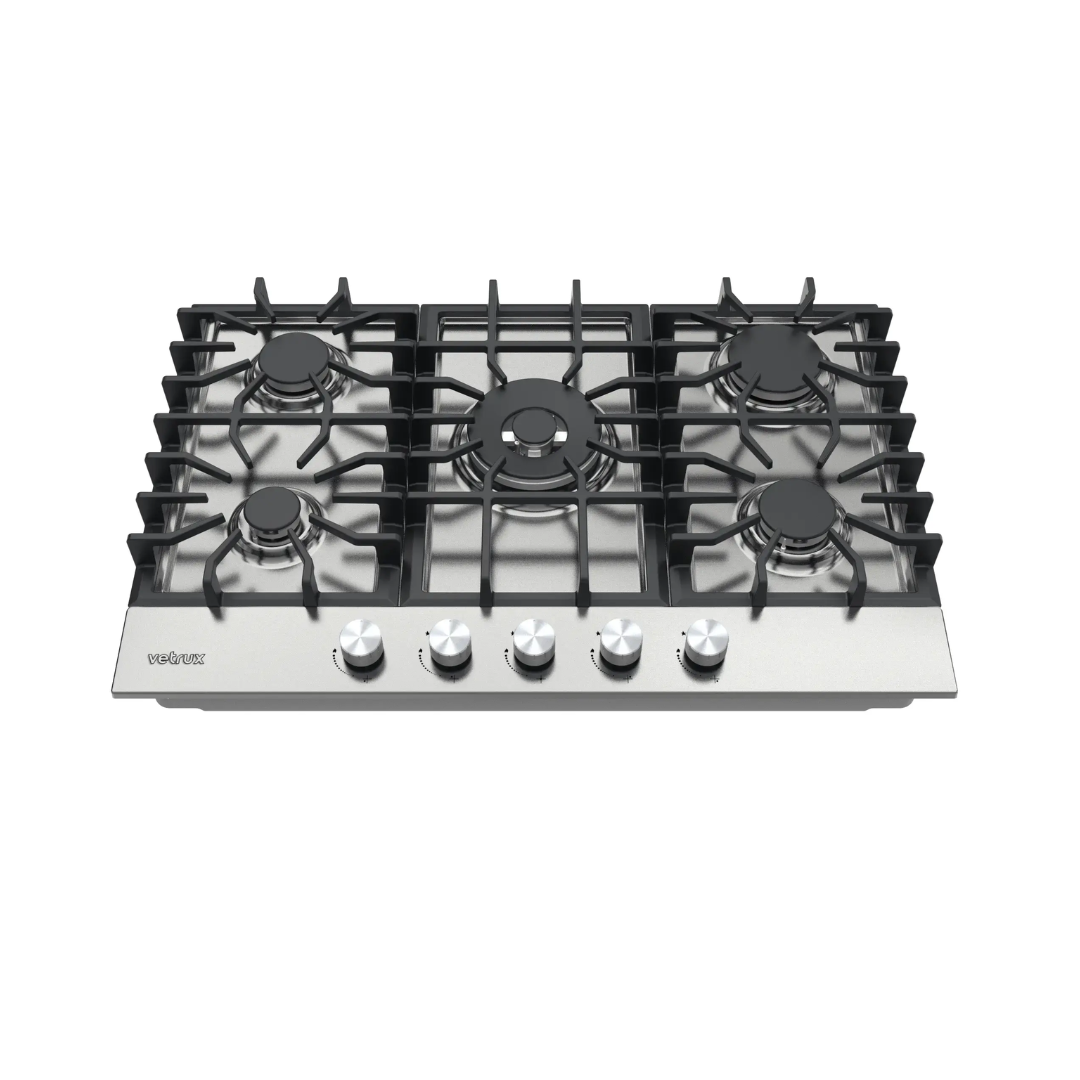 Tope a Gas 5 Hornillas 76 cm Acero Inoxidable + Plancha  Nova Pro Vetrux