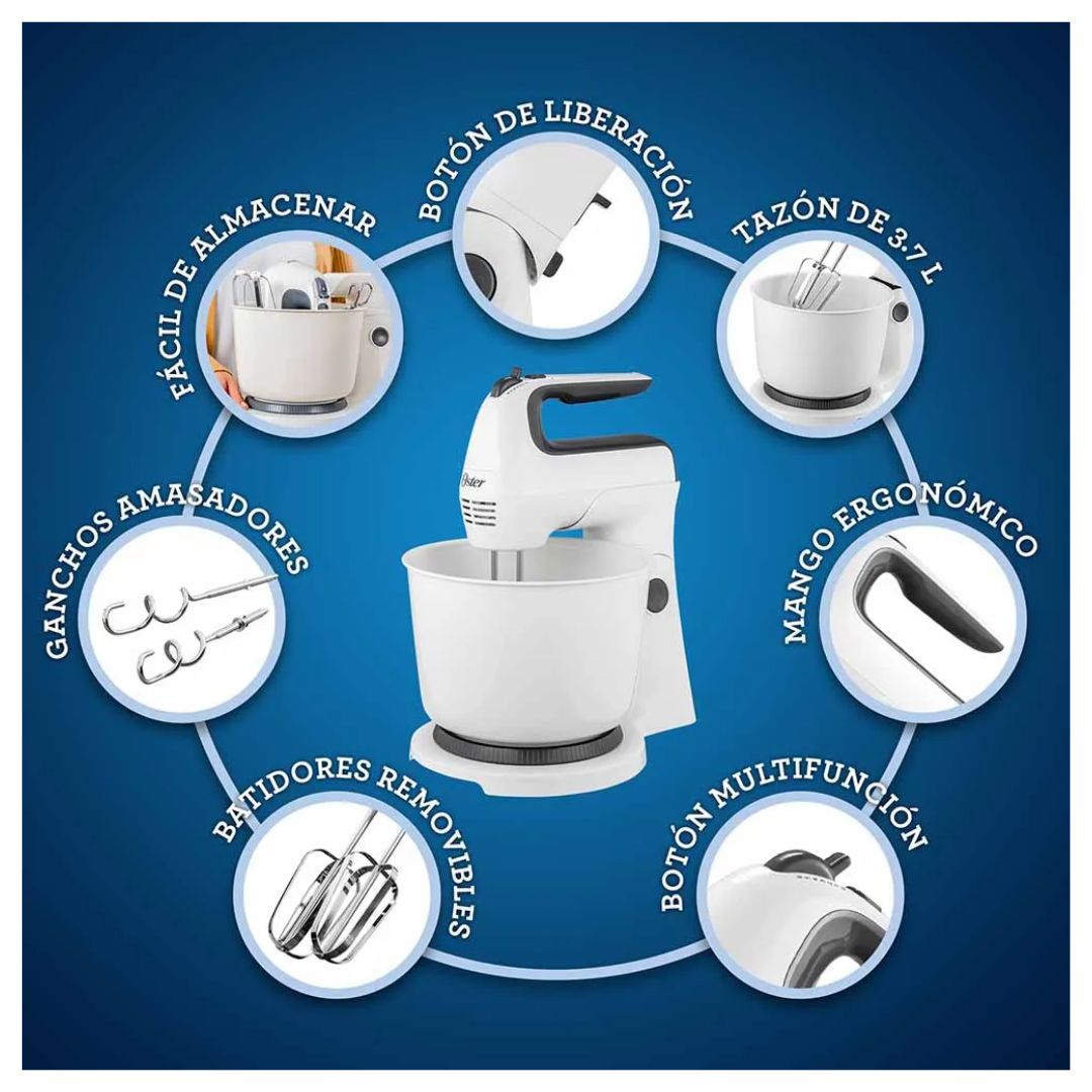 Batidora de Pedestal Con Tazón Plástico 6 Velocidades Oster