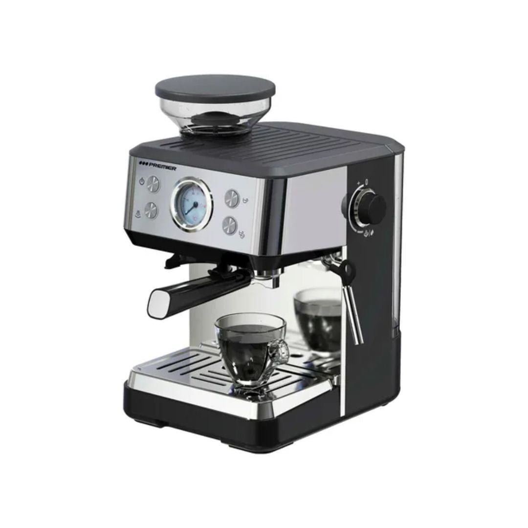 Cafetera Eléctrica Espresso Con Molino Incorporado Acero Negro 1.6 Litros Premier