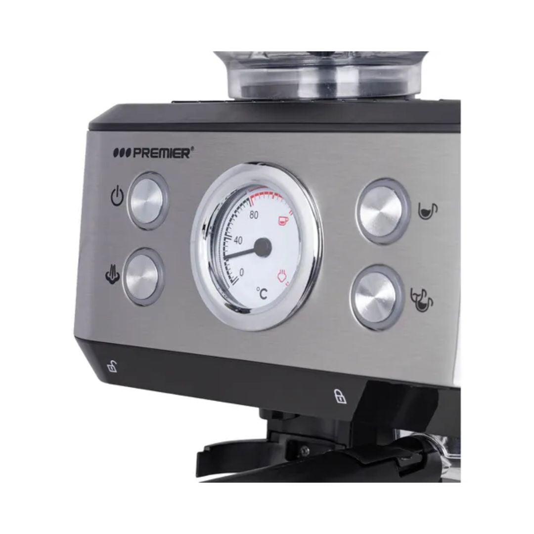 Cafetera Eléctrica Espresso Con Molino Incorporado Acero Negro 1.6 Litros Premier