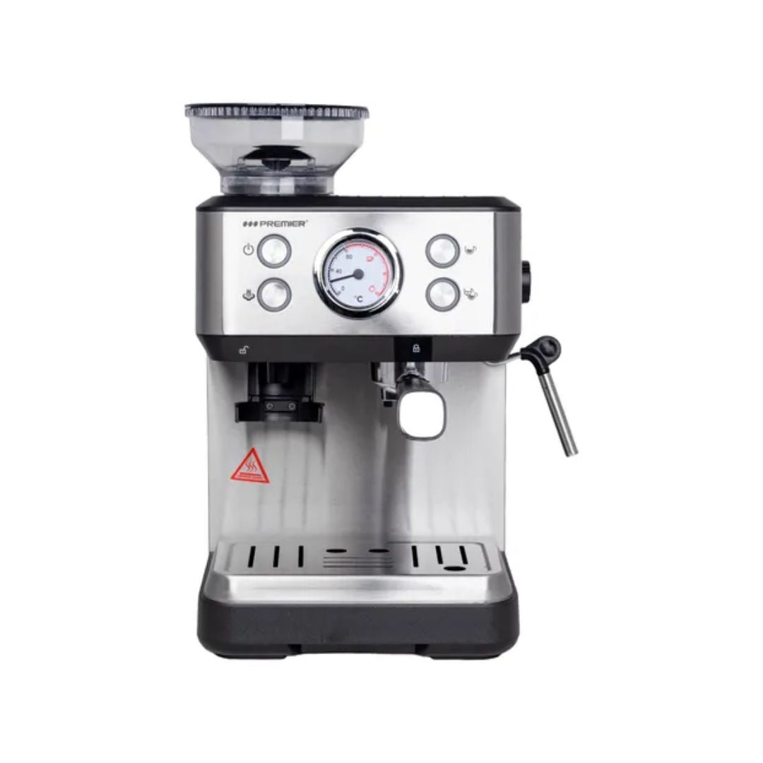 Cafetera Eléctrica Espresso Con Molino Incorporado Acero Negro 1.6 Litros Premier