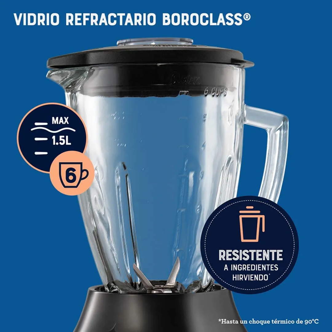 Licuadora con Vaso de Vidrio y 6 Velocidades más Pulso Oster®