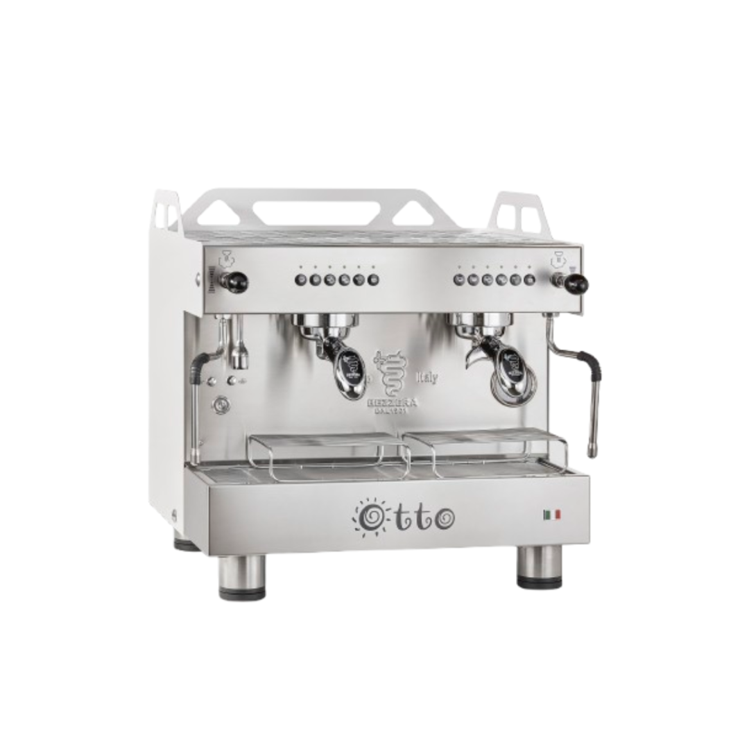 Máquina de Café Espresso de Dos Grupo 8 Litros Acero Inoxidable Con Blanco Otto Electrónica White Senzani