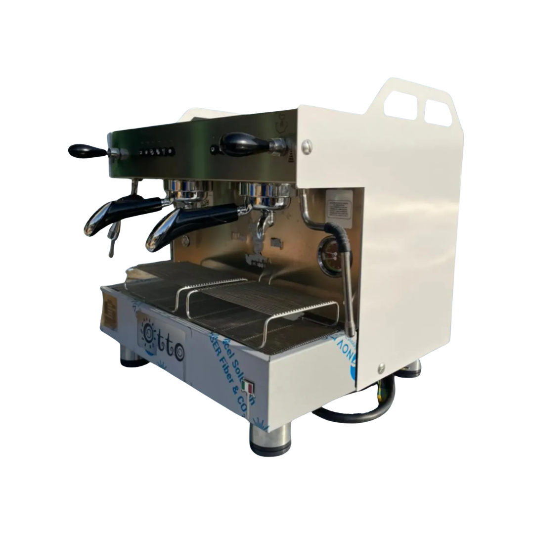 Máquina de Café Espresso de Dos Grupo 8 Litros Acero Inoxidable Con Blanco Otto Electrónica White Senzani