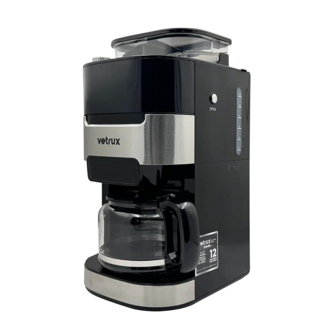 Cafetera de Mesa Con Molino 12 Tazas Con panel Digital Vetrux