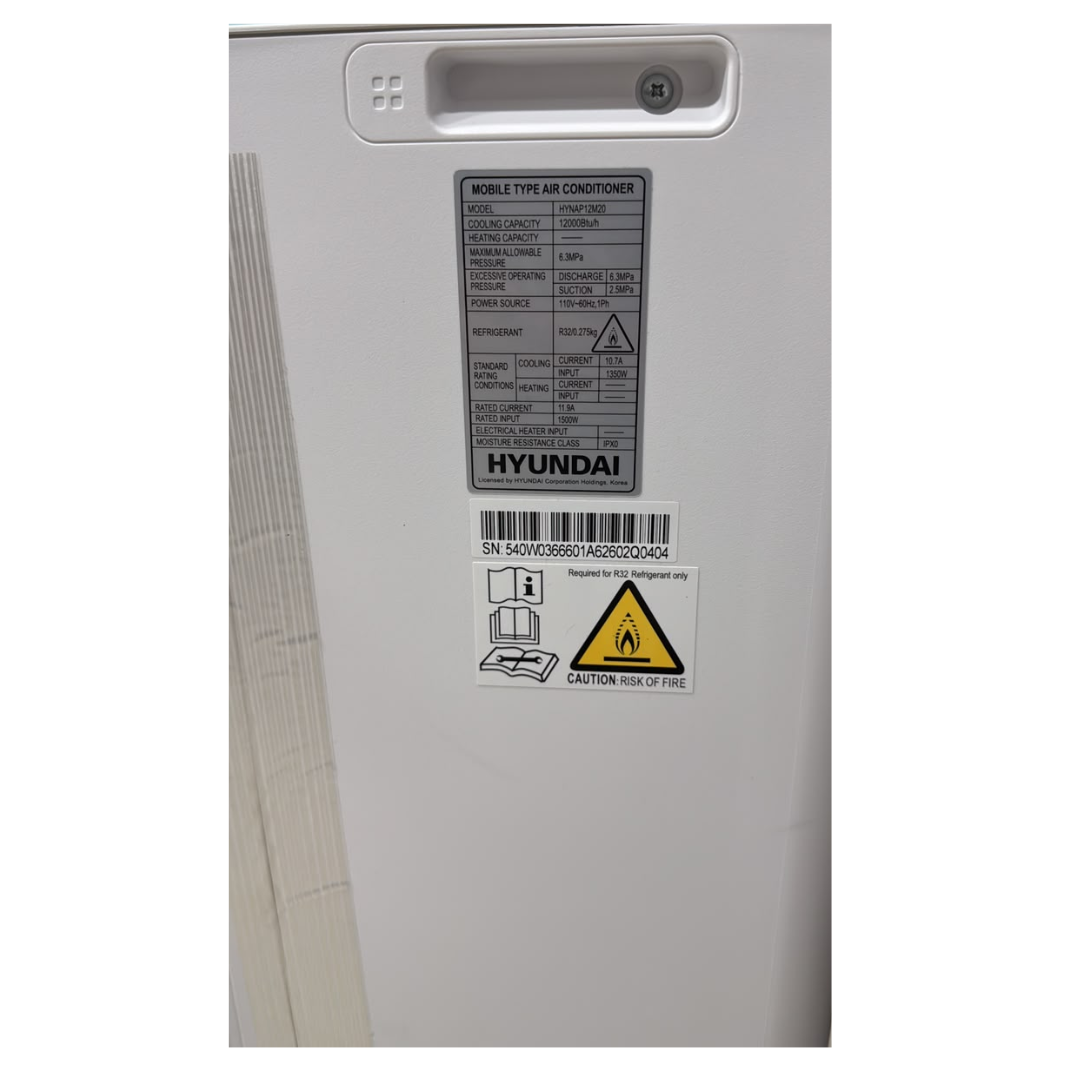 Aire Acondicionado Portátil 12000Btu Blanco Hyundai