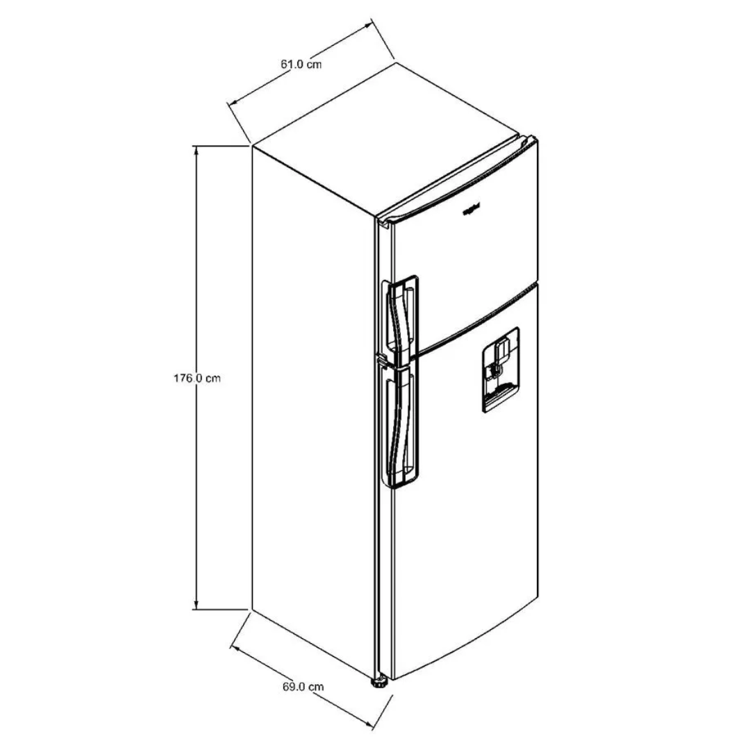 Nevera Con Dispensador de Agua 305 Litros Silver Whirlpool
