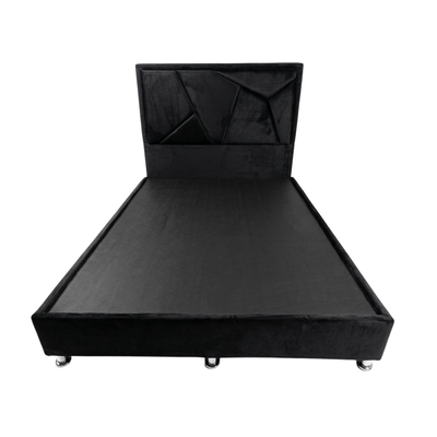 CamaBox ALI con Copete INDIVIDUAL (1.00X1.90) 6 patas Croma Tela Negra Roma