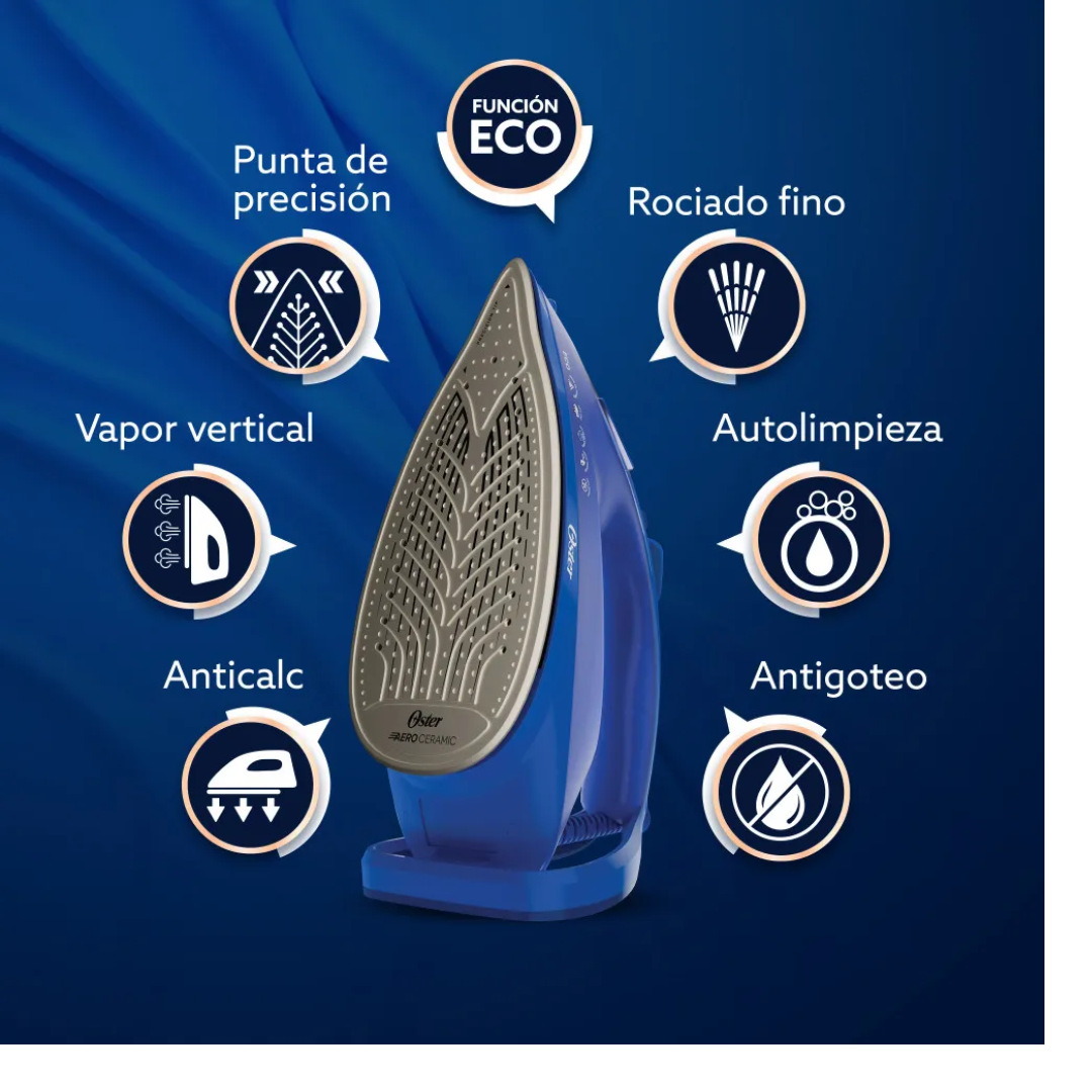 Plancha de Vapor AeroGlide  Azul Claro Oster