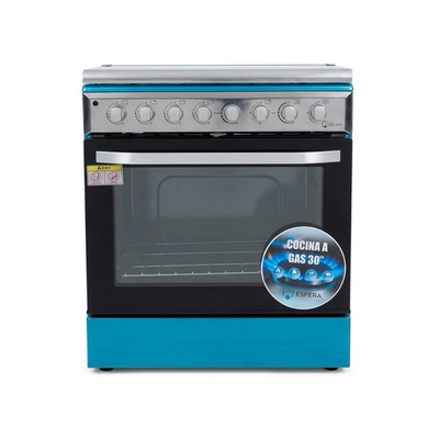 Cocina a Gas 5 Hornillas Tapa de Vidrio + Encendido Acero Inoxidable Esfera