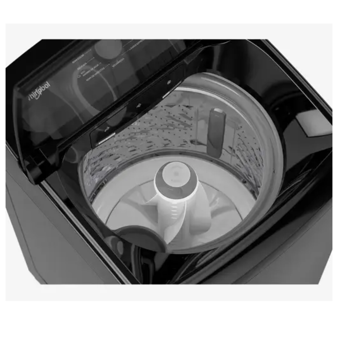 Lavadora Automática Carga Superior 20 Kilos Tapa de Cristal Negro Whirlpool