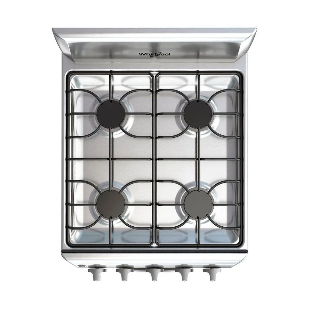 Cocina a Gas 4 Hornilla Acero Inoxidable Con Copete Whirlpool