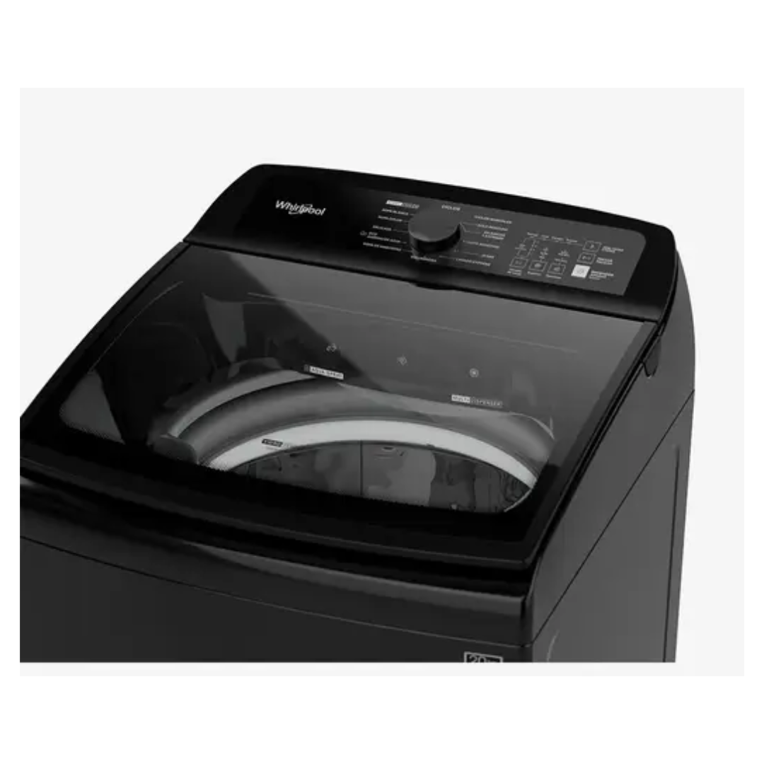 Lavadora Automática Carga Superior 20 Kilos Tapa de Cristal Negro Whirlpool