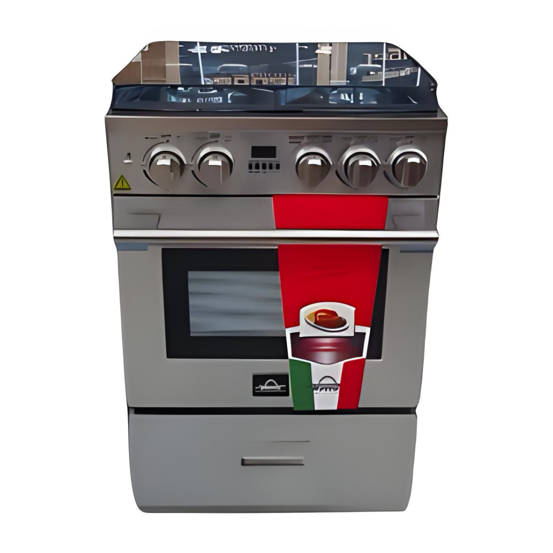 Cocina 24" 4 Hornilla Con Encendido Tapa de Vidrio Gratinador Convección Jaguar