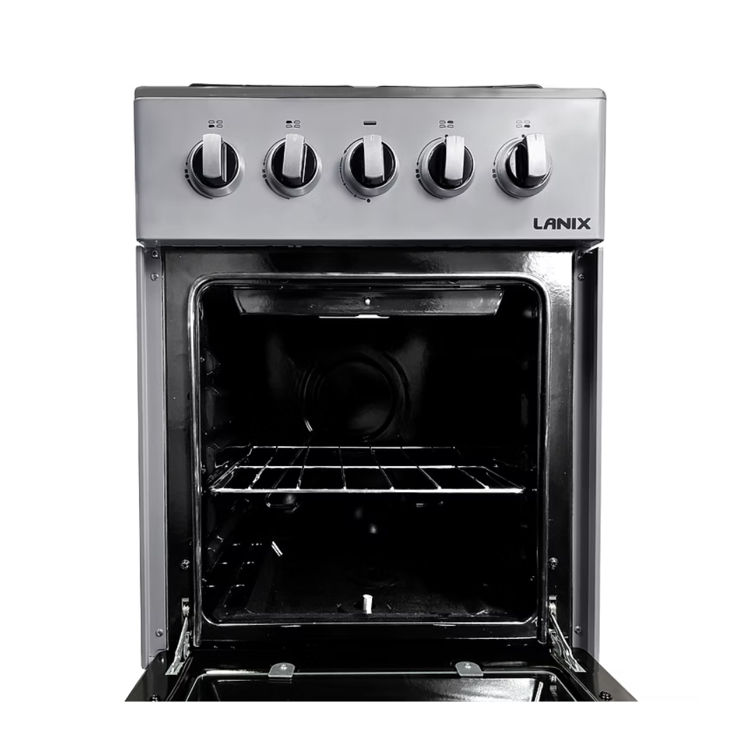 Cocina a Gas 4H Con Gratinador y Tapa Vidrio 20" Silver Lanix