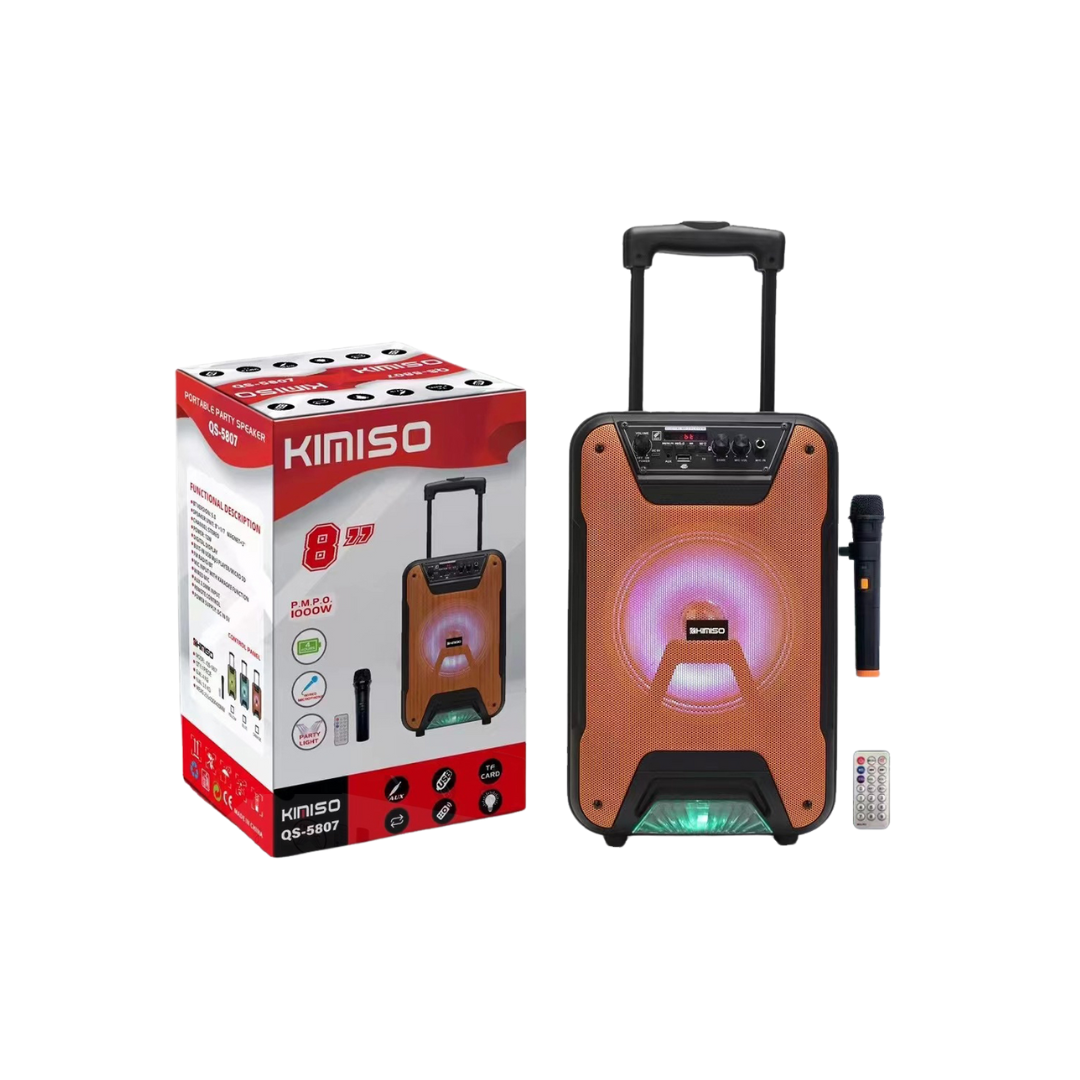 Corneta Inalámbrico de 8 Pulgadas Altavoz Portátil DJ Boombox, Caja de sonido con subwoofer kimiso