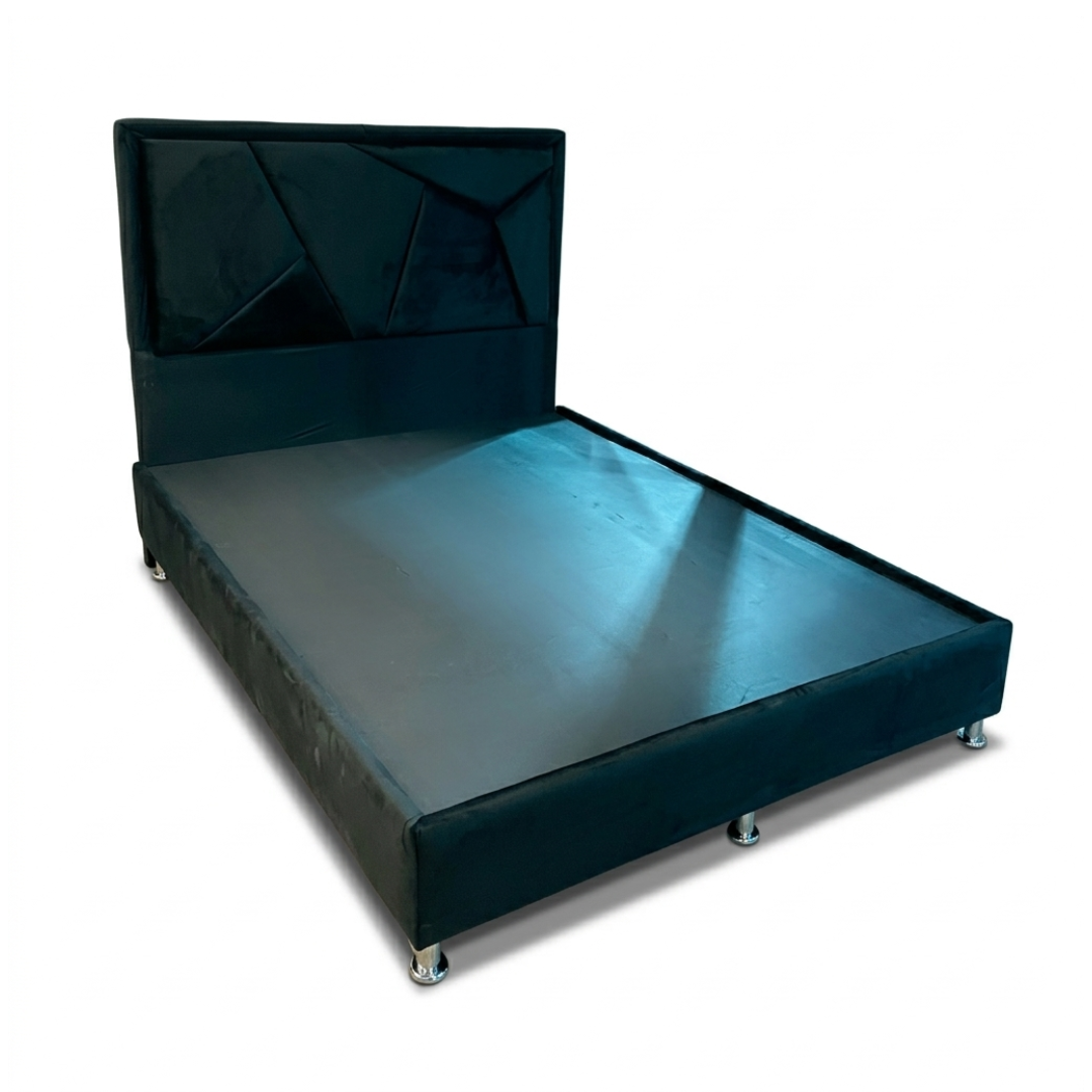 Cama Box Ali Individual  Con Copete Negra Roma