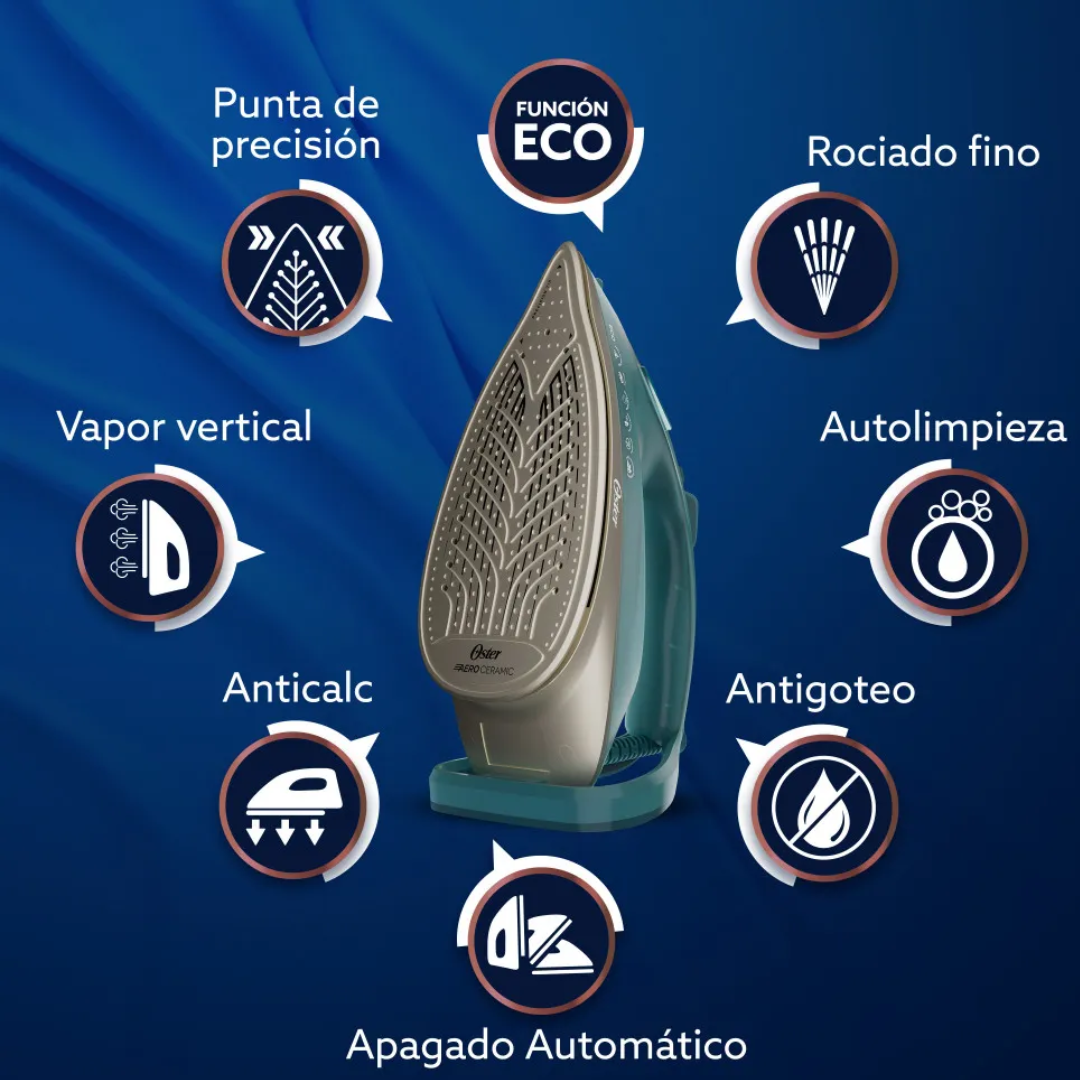 Plancha de Vapor AeroGlide Max Verde Oscuro Oster