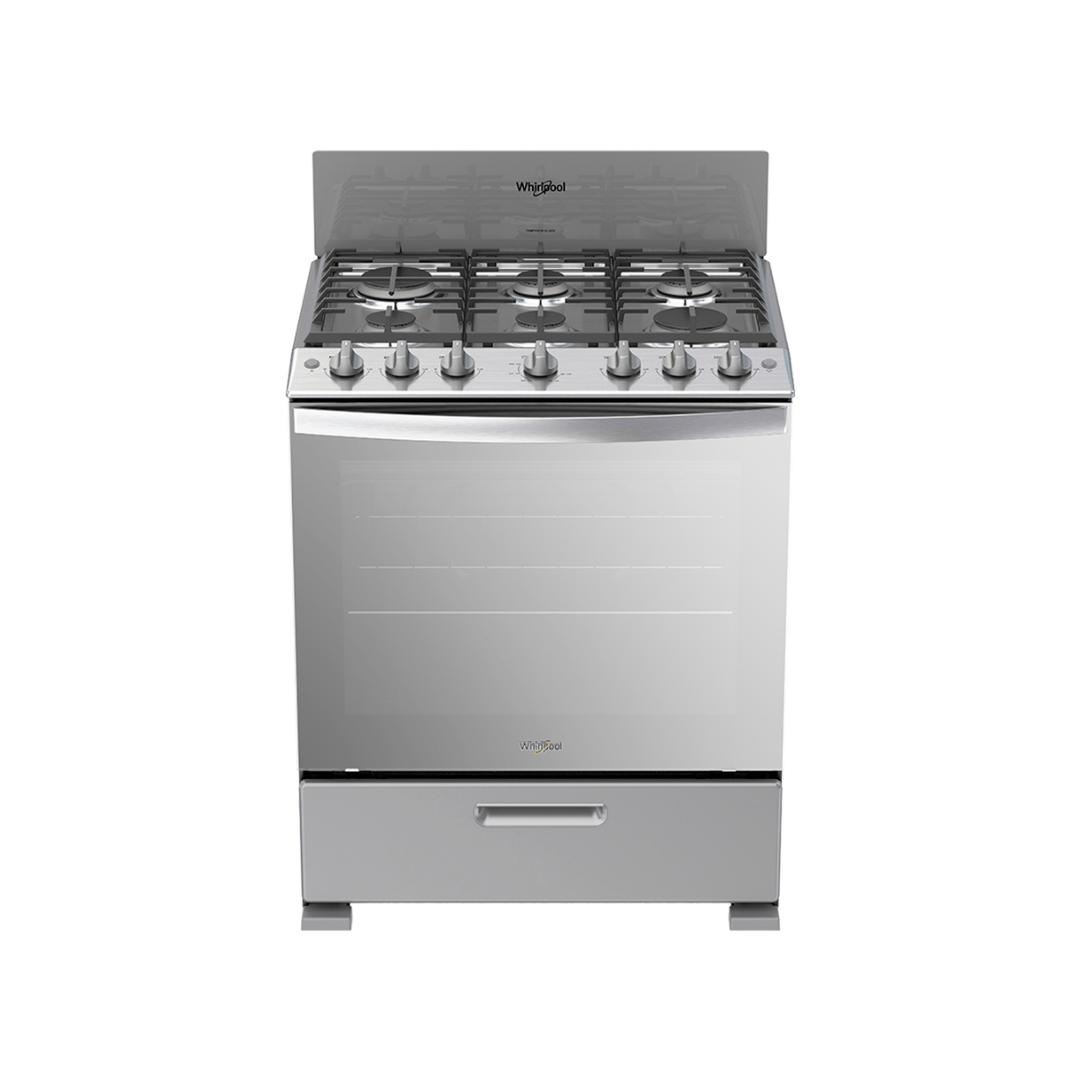 Cocina a Gas de 6 Hornillas 76 cm Acero Silver Whirlpool