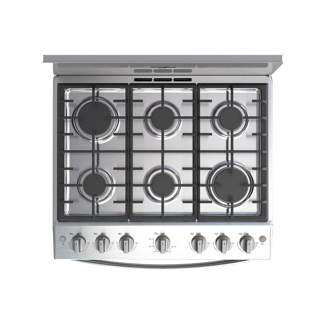 Cocina a Gas de 6 Hornillas 76 cm Acero Silver Whirlpool