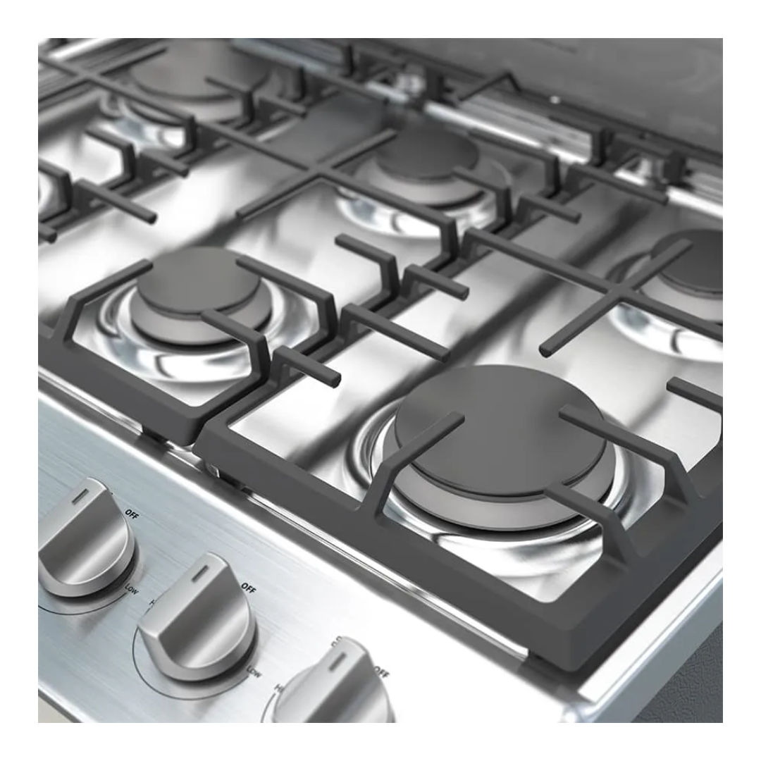Cocina a Gas de 6 Hornillas 76 cm Acero Silver Whirlpool