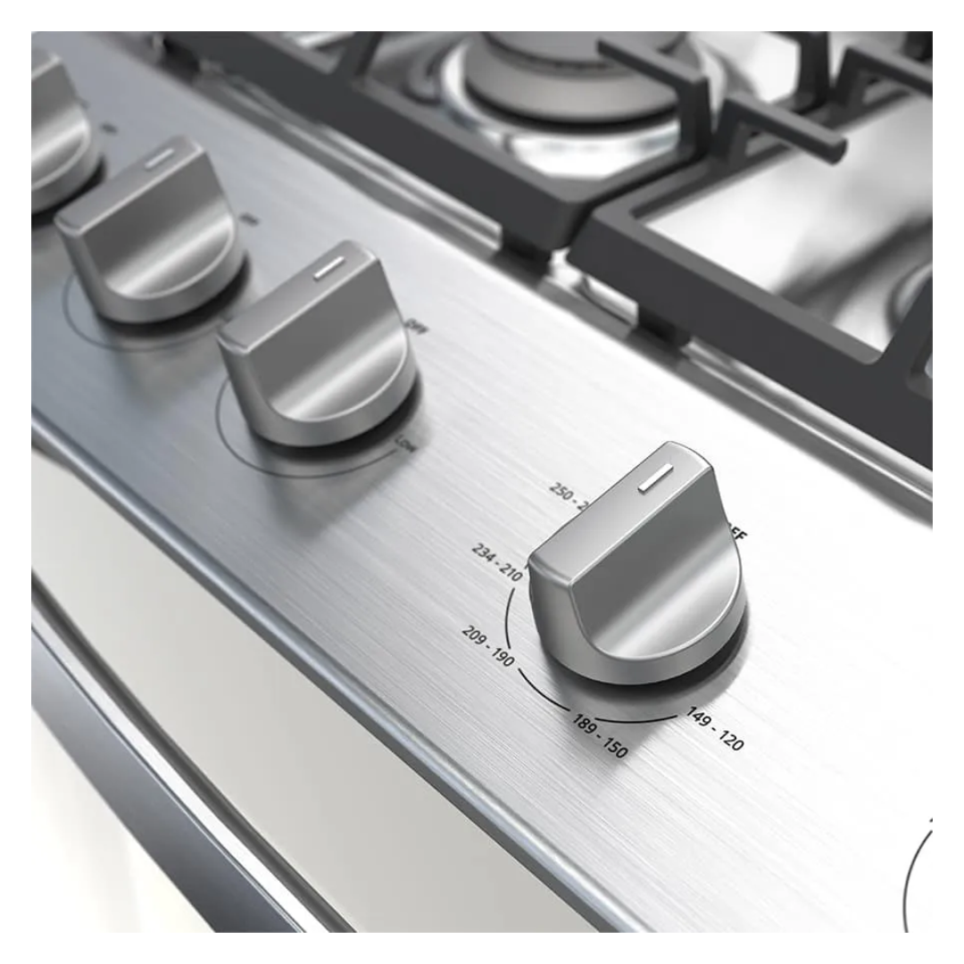 Cocina a Gas de 6 Hornillas 76 cm Acero Silver Whirlpool