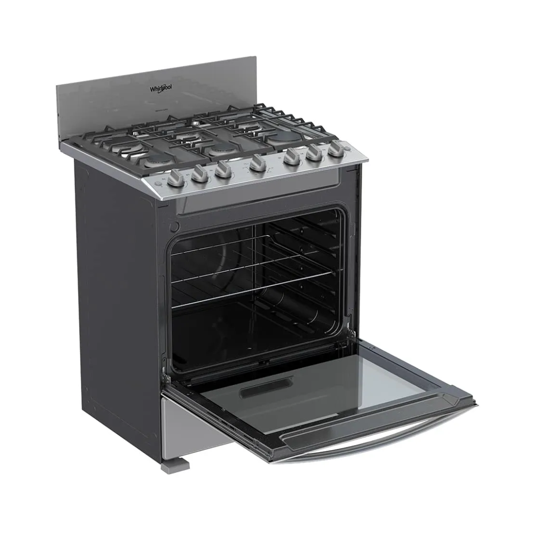 Cocina a Gas de 6 Hornillas 76 cm Acero Silver Whirlpool