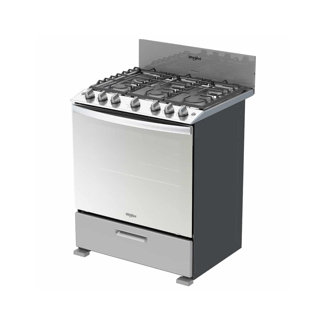Cocina a Gas de 6 Hornillas 76 cm Acero Silver Whirlpool