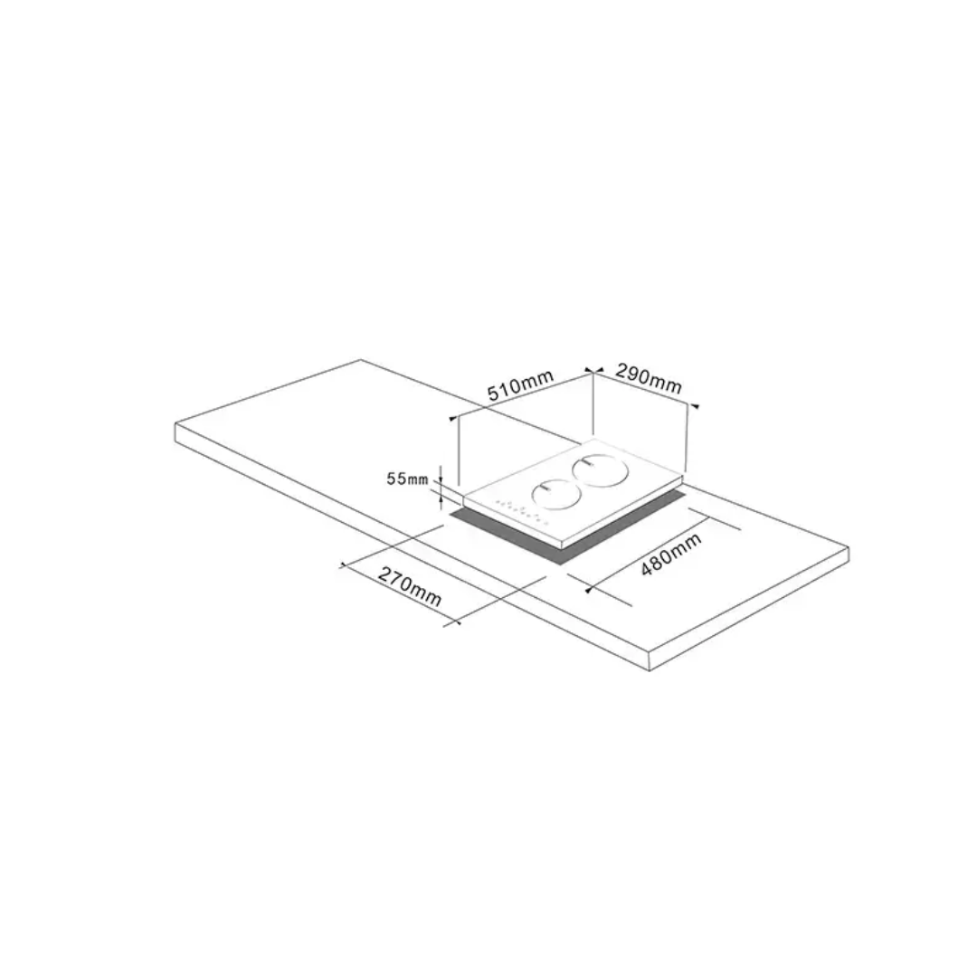 Tope Eléctrico Vitrocerámica 30 Cm 2 Hornillas 220V Vetrux