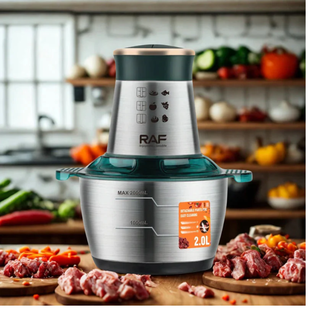 Procesador De Alimentos 400W 2L Con Cuchillas En Espiral, Bajo Ruido Raf