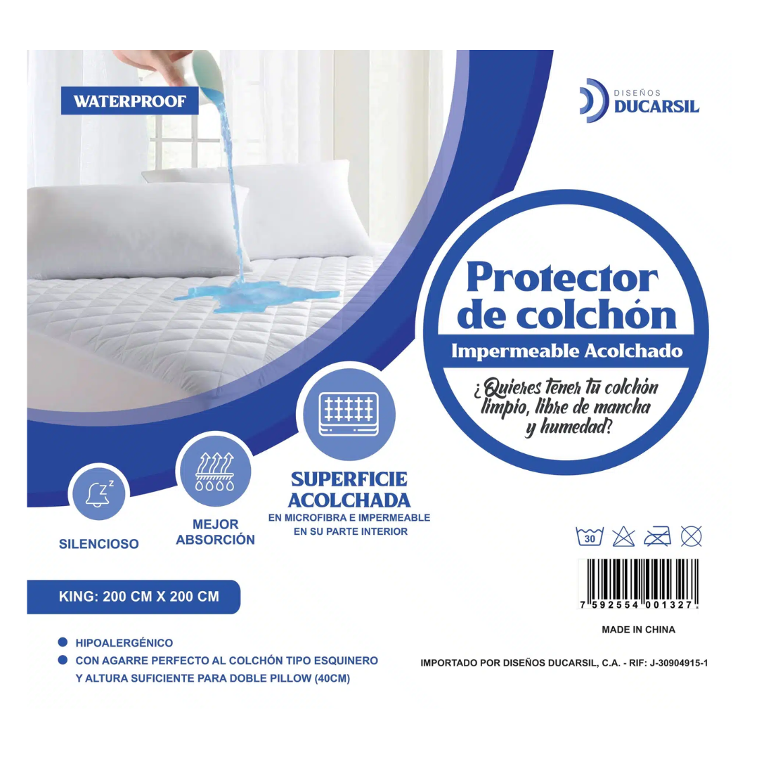 Protector de Colchón Acolchado Impermeable King Ducarsil