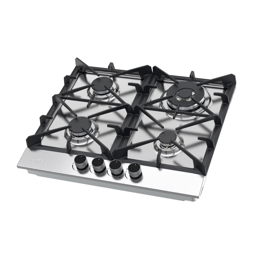 Tope a Gas 4 Hornillas 60 Cm Acero Inoxidable Drija