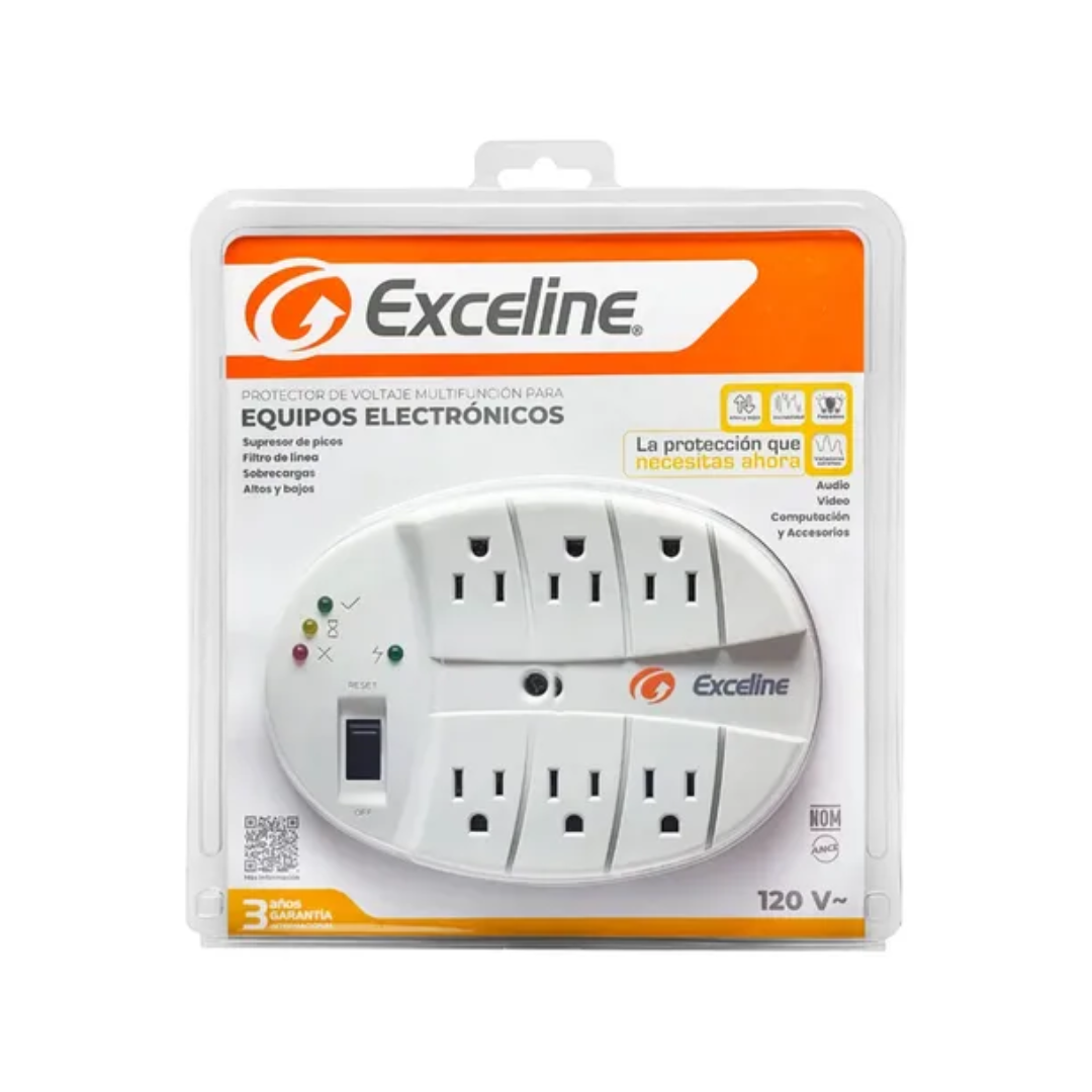Protector de Voltaje Multitoma Con Extensión de Cable Exceline