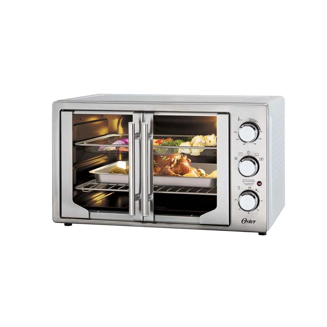 Horno Extra Grande Puertas Estilo Francés con Freidora de Aire y Recubrimiento Interno Antiadherente Oster®