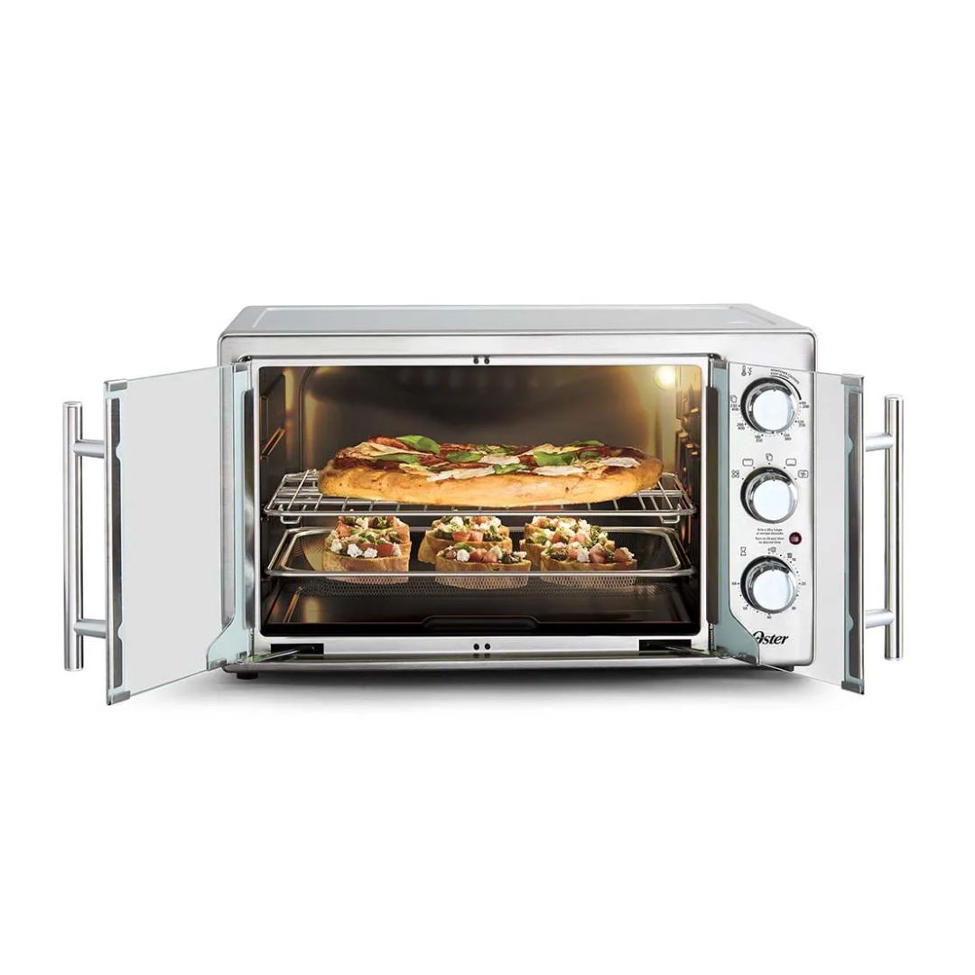 Horno Extra Grande Puertas Estilo Francés con Freidora de Aire y Recubrimiento Interno Antiadherente Oster®