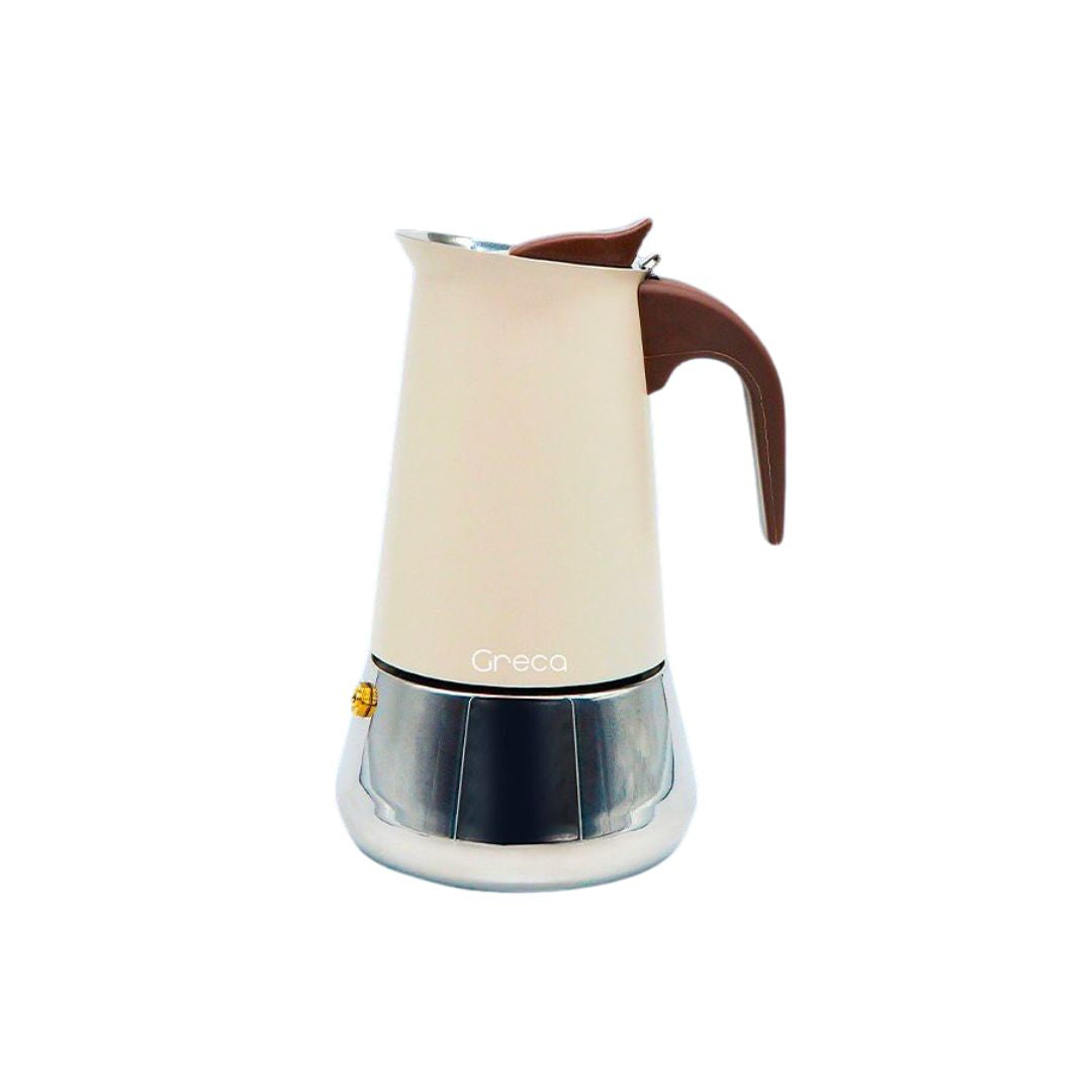Cafetera Greca 6 Tazas Fondo de Inducción Beige