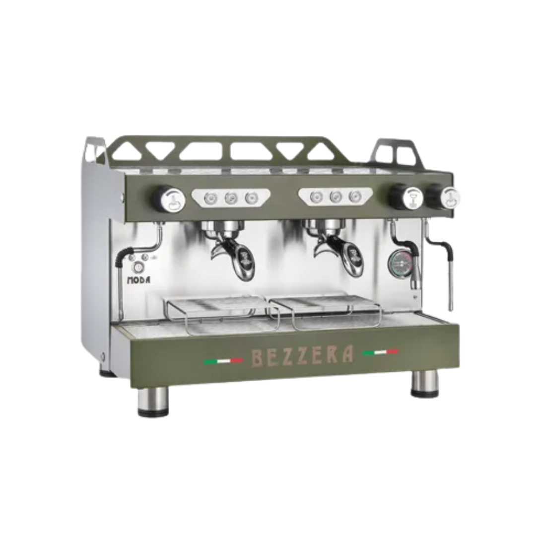 Máquina Café Espresso 2 Grupos Electrónica 11 Litros Acero Inoxidable Verde Bezzera Senzani