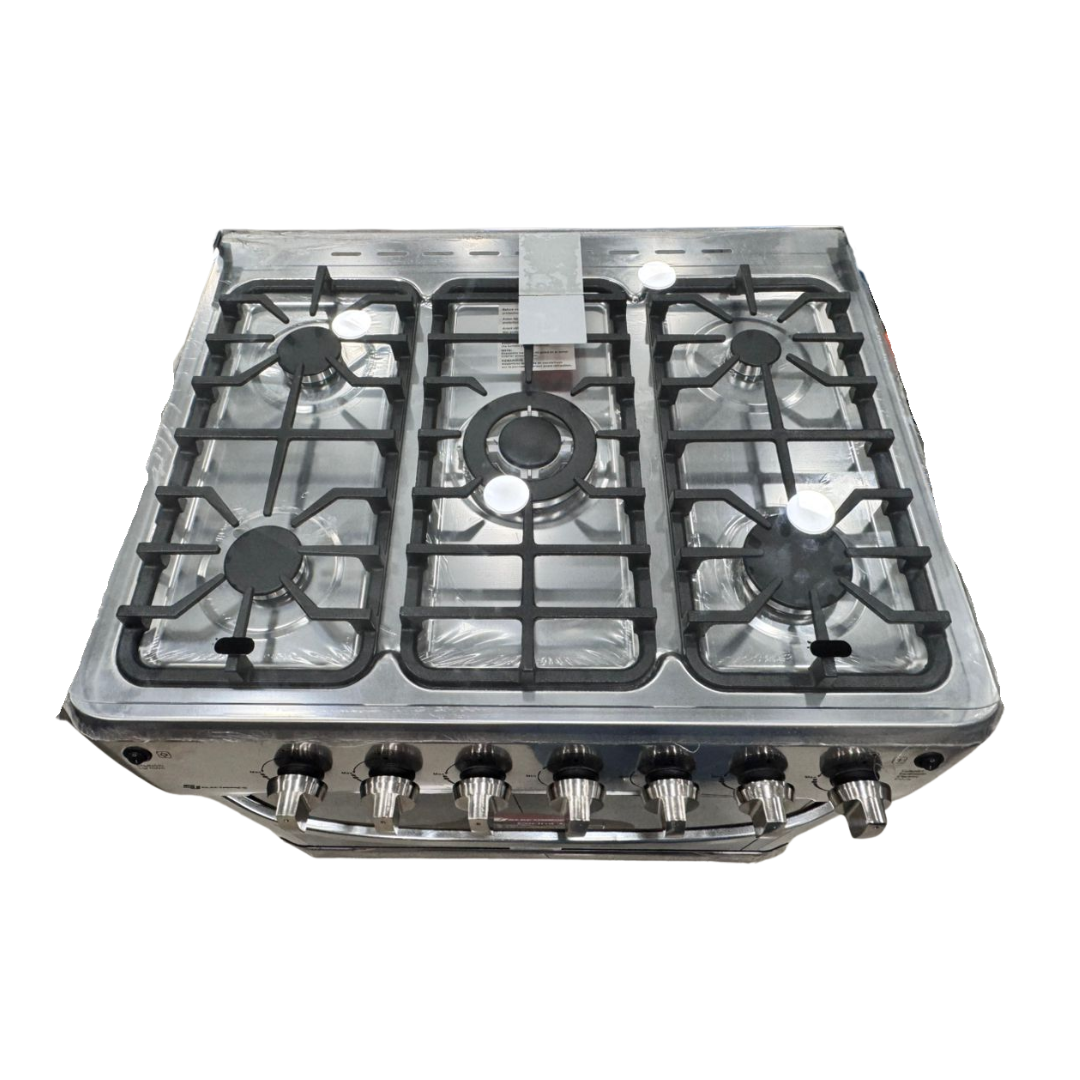 Cocina 30" Acero Inoxidable Tapa de Vidrio +Encendido Eléctrico Con Gratinador SJ