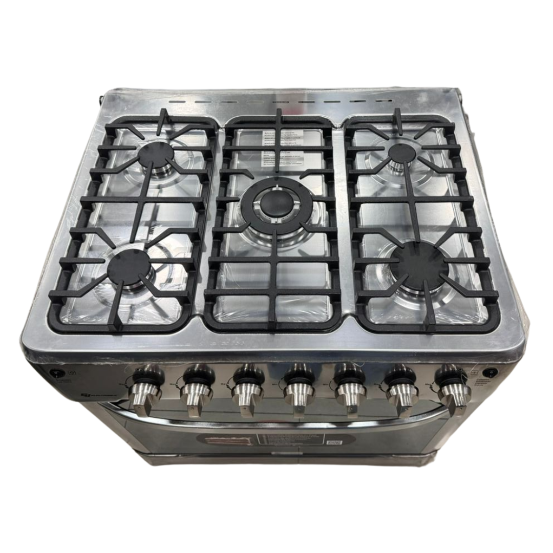 Cocina 30" Acero Inoxidable Tapa de Vidrio +Encendido Eléctrico Con Gratinador SJ