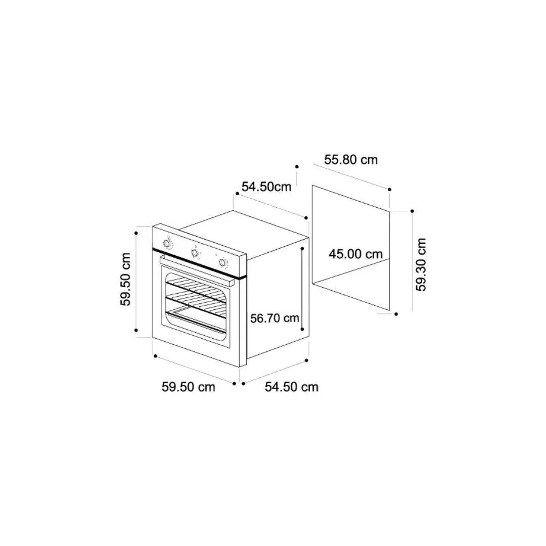 Horno Eléctrico Elektro Negro  24" Vetrux