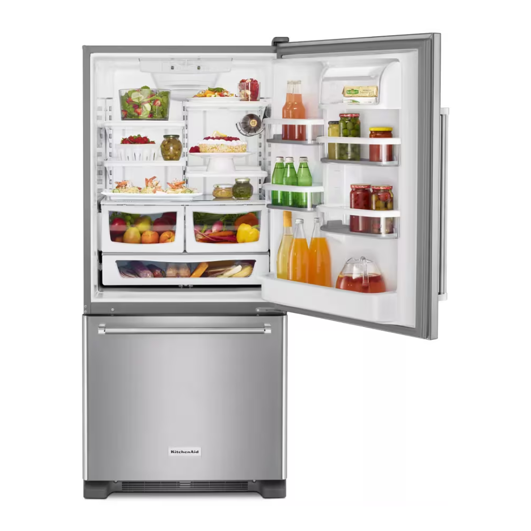 Nevera Bottom Mount 524 L Acero Inoxidable 19 Pies Cu Apertura a la Derecha Kitchenaid