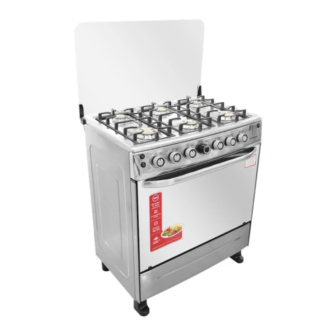 Cocina a Gas de 30″ 6 Hornillas Tapa de Vidrio Acero Inoxidable Con Asador Premier