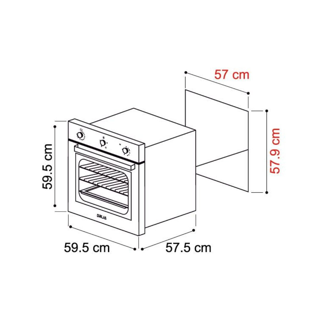 Horno Eléctrico 60 cm Multifuncional 80 Litros 2800W/220V Negro Drija