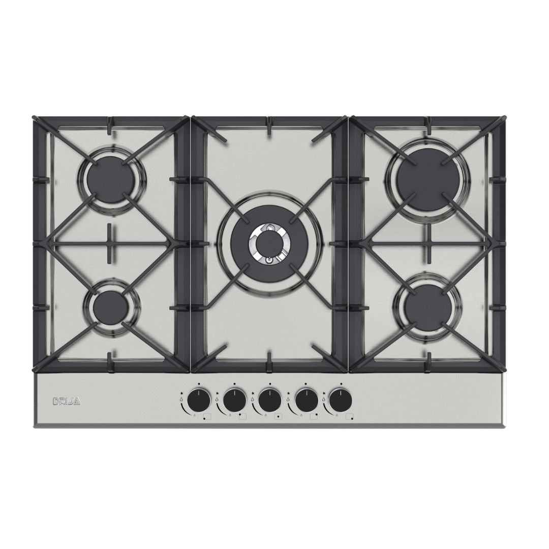Tope a Gas 5 Hornillas Acero Inox 76 cm Pro Drija