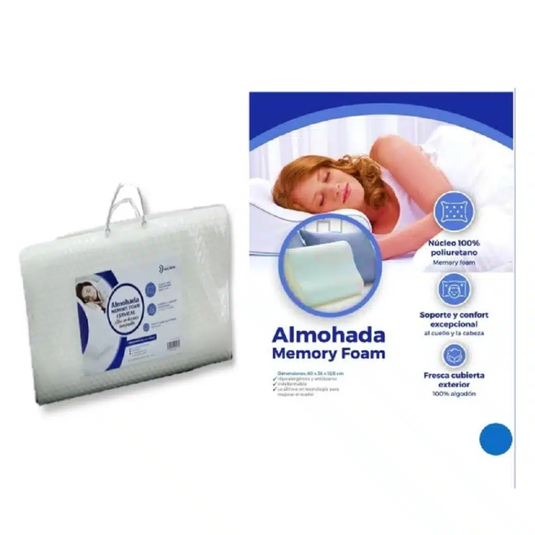 Almohada Cervical Hipoalergénica Memory Foam 60x36 Ducarsil