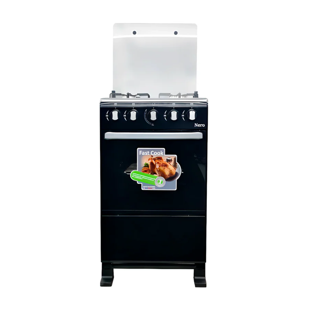 Cocina a Gas 4 Hornillas Tapa de Vidrio Negra Nero