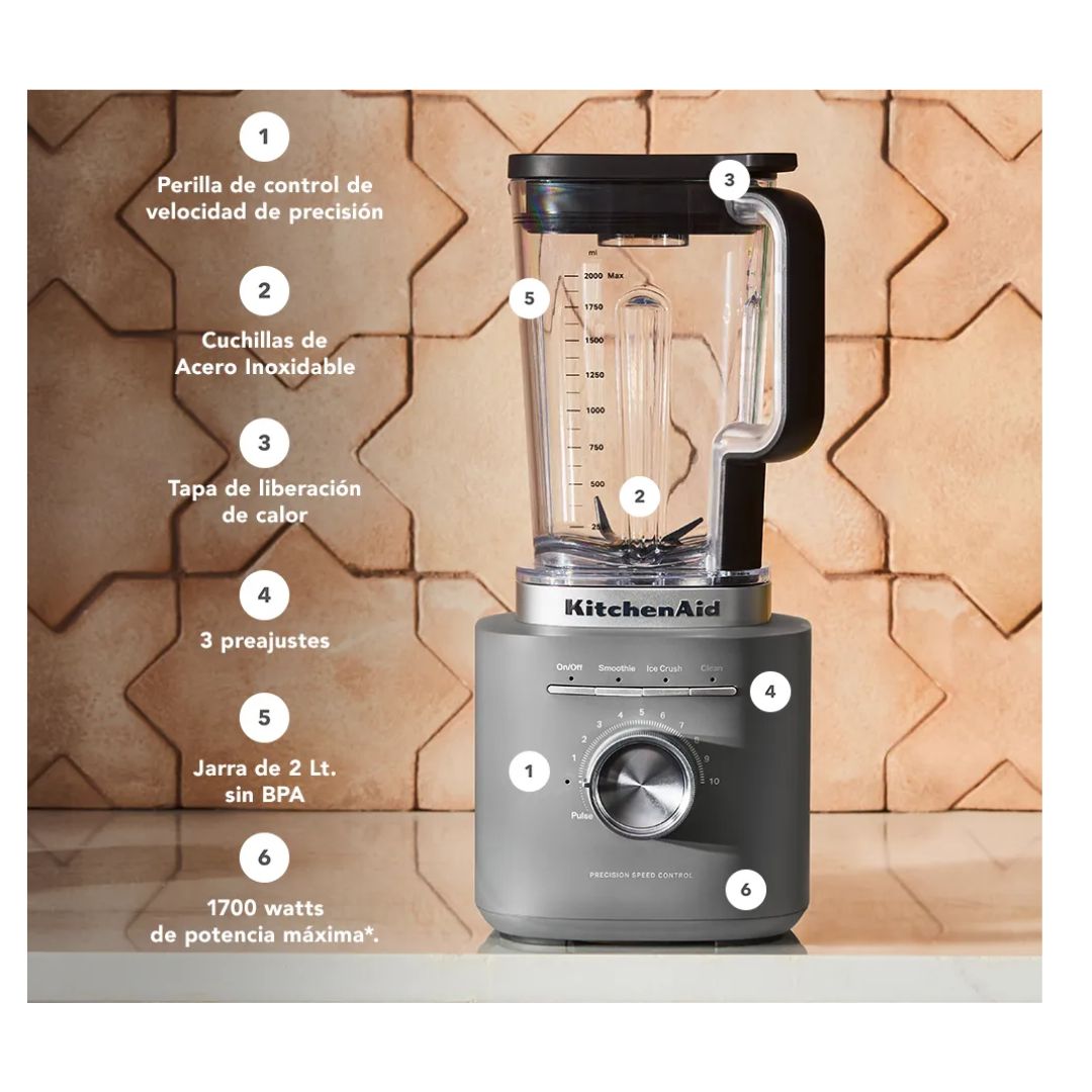 Licuadora 2 Litros 1700W Jarra de Plástico Silver Kitchenaid