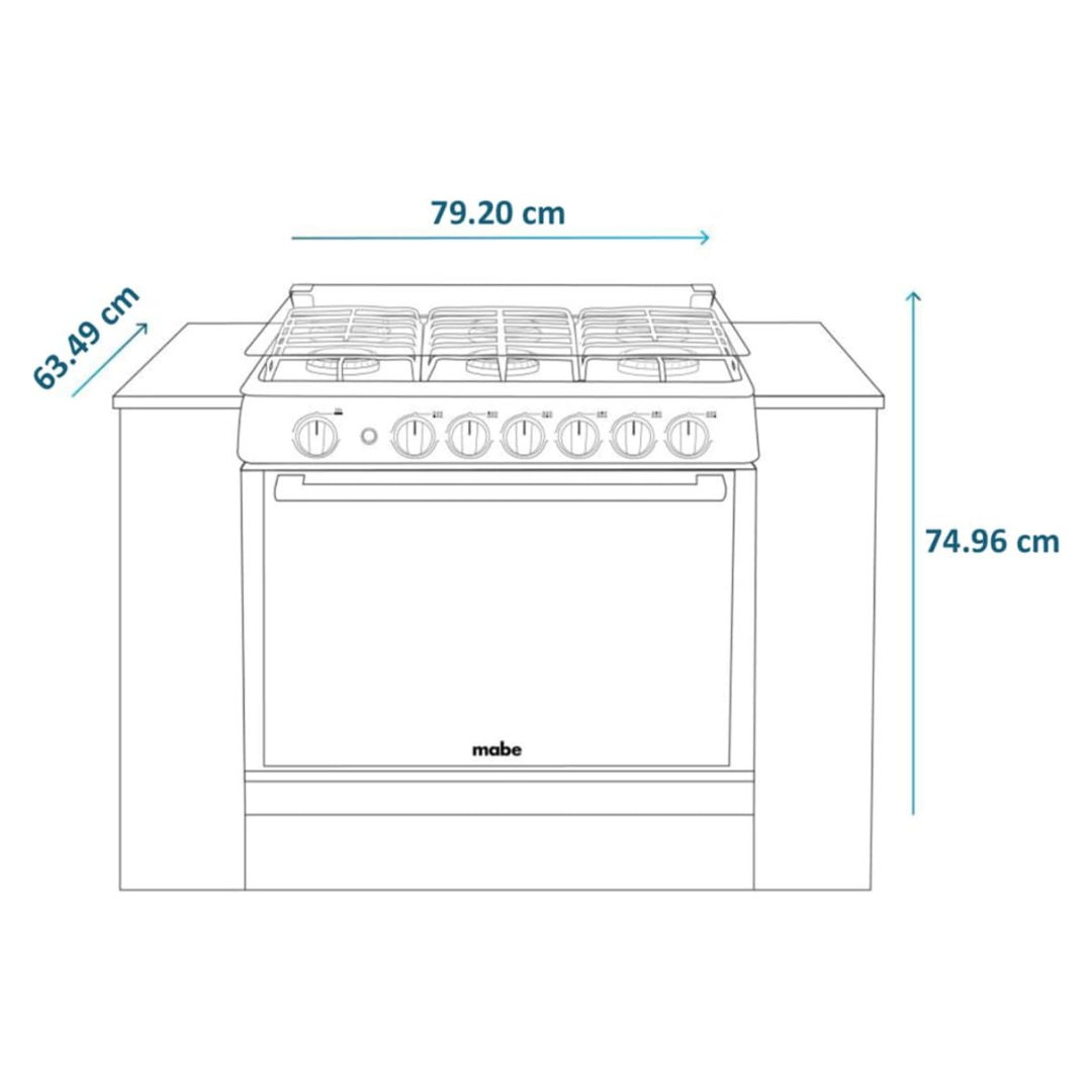 Cocina a Gas Para Empotrar 5 Hornillas 80 cm 30" Acero Inoxidable Mabe