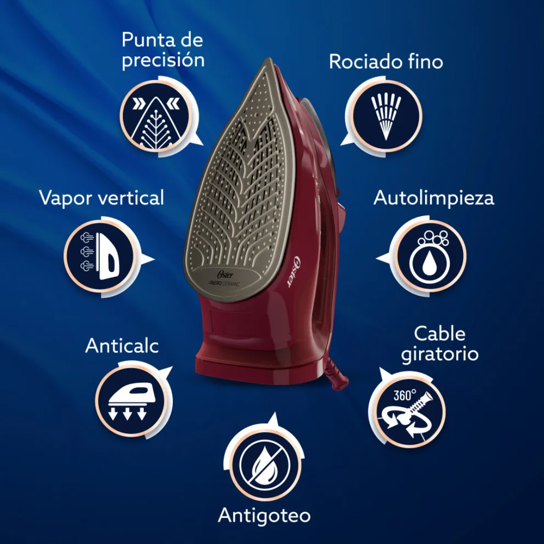 Plancha de Vapor AeroGlide Rojo Oster