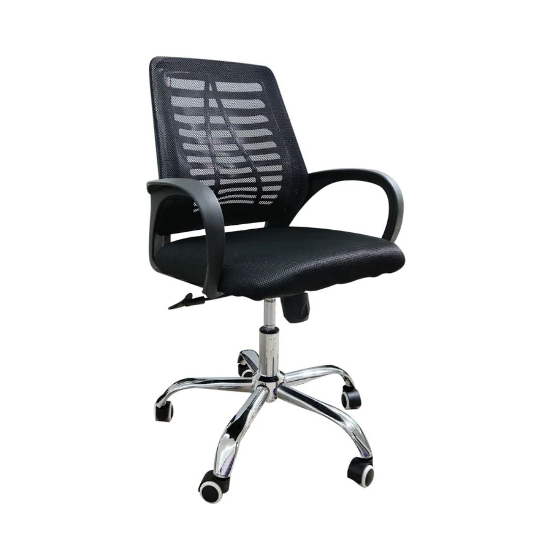 Silla de Oficina Ergonómica Ajustable y Giratoria con Respaldo alto y Soporte Lumbar Negra Powerfik
